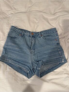 Forever 21 Light Blue High-Waist Denim Shorts